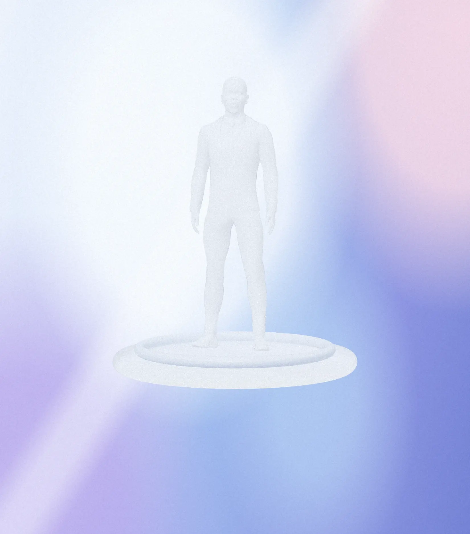 Le personnage de Holo, nacré, debout sur son socle.